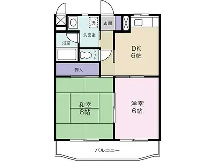 グリーンハイツ下俣南(2DK/1階)の間取り写真