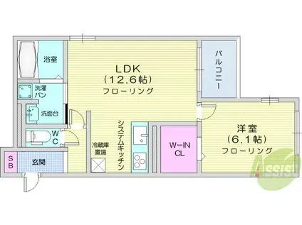 レフィシオン泉中央(1LDK/2階)の間取り写真