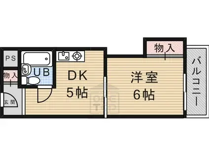 ヒューマンハイツ鳥飼(1DK/1階)の間取り写真