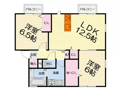 クレールK(2LDK/1階)の間取り写真