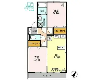 ヴェルディ藤崎(2DK/2階)の間取り写真