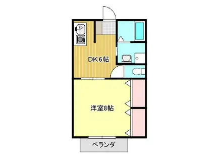 トラミッドタナカ(1DK/2階)の間取り写真