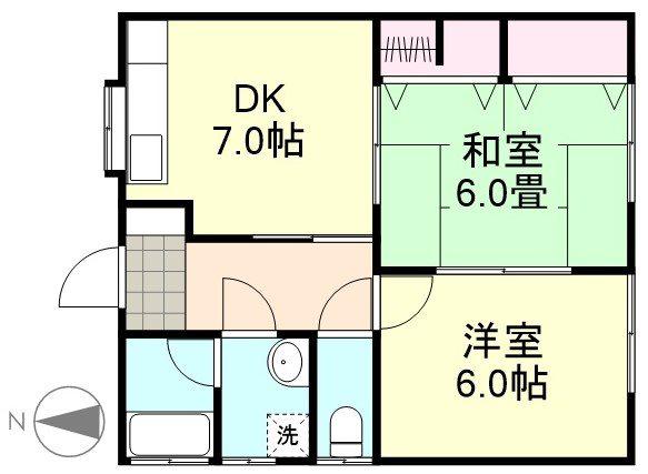 ベルフルール(2DK/1階)の間取り写真