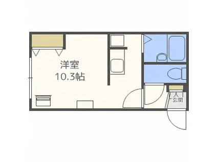 シャイニングドリーム南平岸(1K/1階)の間取り写真