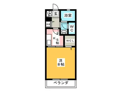 湘南台ドレミIII(1K/1階)の間取り写真