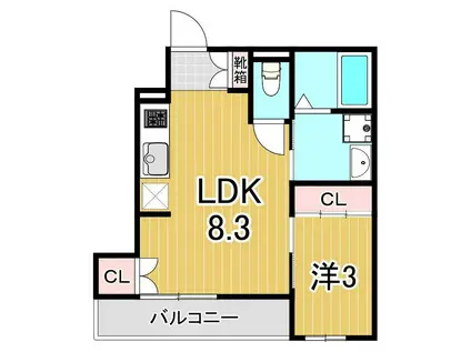 クオーレ(1LDK/1階)の間取り写真