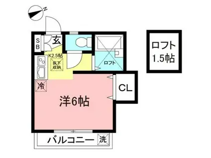 ウインズ岡沢町(1K/2階)の間取り写真
