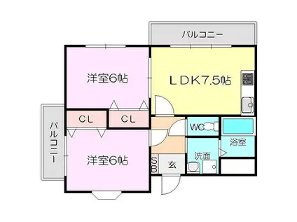 GRACE藤田(2LDK/2階)の間取り写真