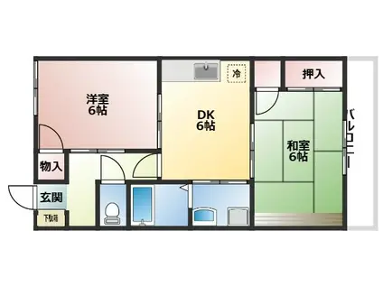 ベルハイム(2DK/1階)の間取り写真