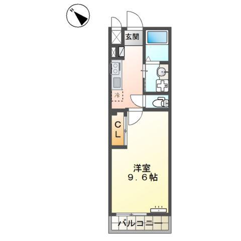阿見町岡崎アパート(1K/2階)の間取り写真