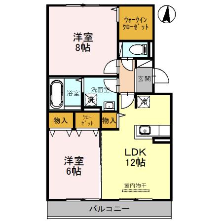 サンライズミナミ P付(2SLDK/1階)の間取り写真
