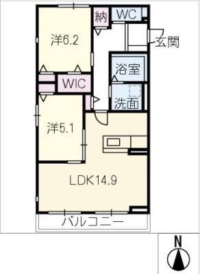 HEIM MAISON 庄内通駅東 B棟(2LDK/2階)の間取り写真