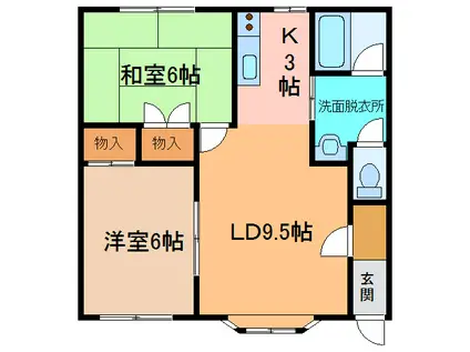 パルファム(2LDK/1階)の間取り写真