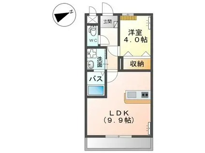 JR宇都宮線 小山駅 徒歩20分 2階建 築6年(1LDK/1階)の間取り写真