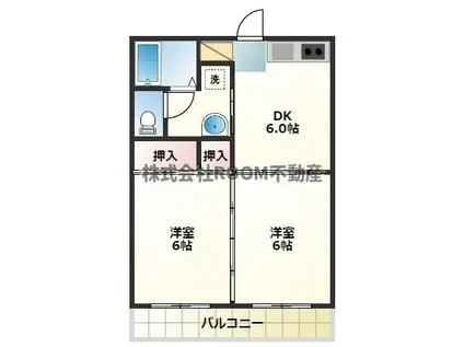 リバーサイド自由ヶ丘(2DK/1階)の間取り写真