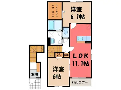 トロワ・スール(2LDK/2階)の間取り写真