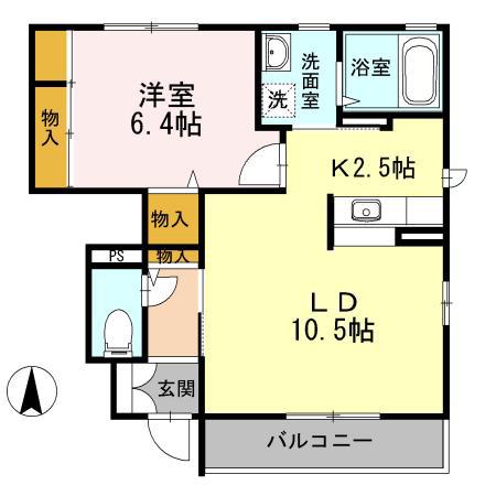 クレセオ皆瀬(1LDK/1階)の間取り写真