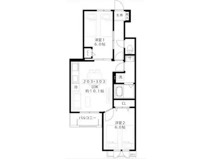 パークヒル五丁山(2LDK/3階)の間取り写真
