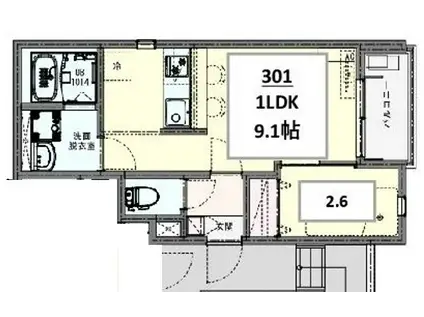 KLEIS馬橋(1LDK/3階)の間取り写真