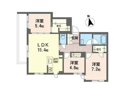 ヒュッゲ ヤード(3LDK/1階)の間取り写真