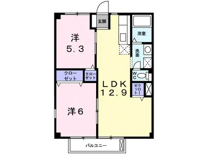 フレールカーサ(2LDK/2階)の間取り写真