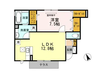 ラ・モンテ B棟(1LDK/1階)の間取り写真