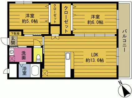 プロムナード(2LDK/1階)の間取り写真