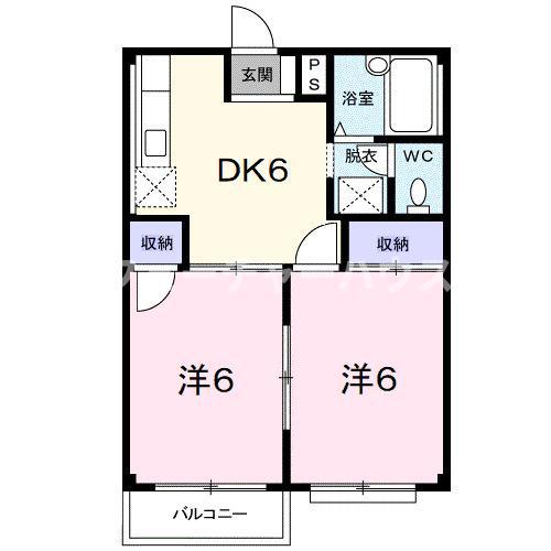 エルディム笹島(2DK/2階)の間取り写真