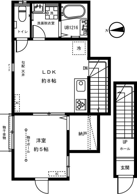 スノーベル(1SLDK/2階)の間取り写真