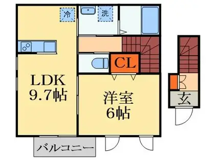 HAZELNUT(1LDK/2階)の間取り写真