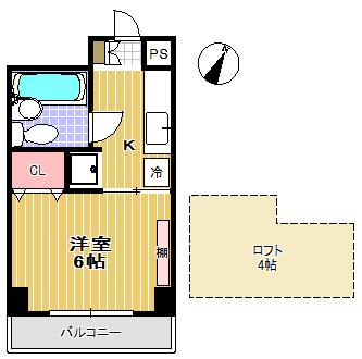 15ライフ(1K/2階)の間取り写真