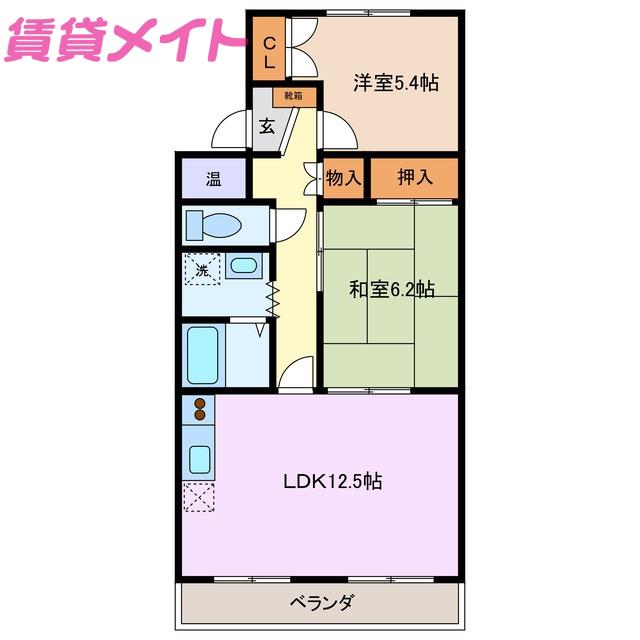 カーサブルーノ(2LDK/3階)の間取り写真