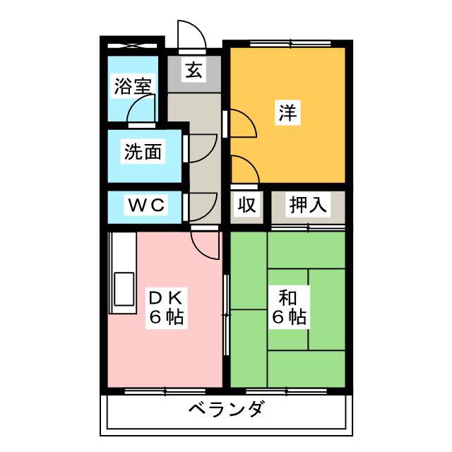 リンピアベルテ(2DK/2階)の間取り写真
