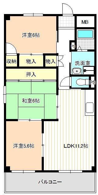 エスペラール遠若(3LDK/4階)の間取り写真