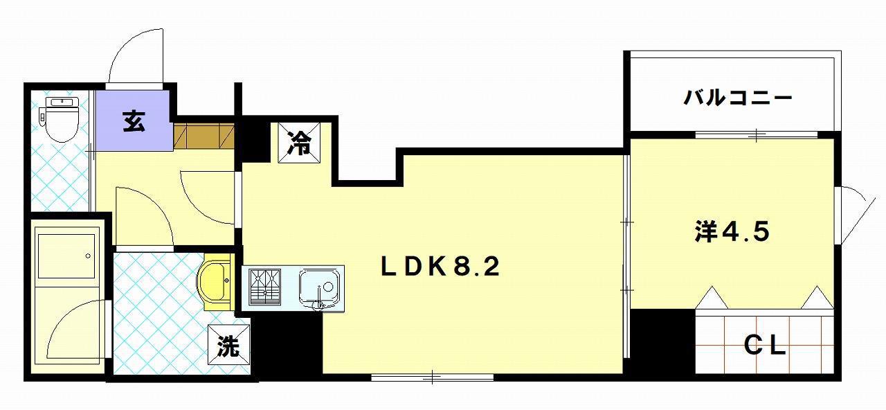 プラムユウ(1LDK/7階)の間取り写真