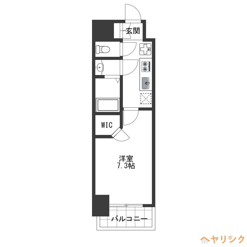 S-RESIDENCE浅間町駅前AXIAL(1K/2階)の間取り写真