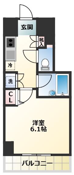 スパシエ アルカーノ府中(1K/5階)の間取り写真