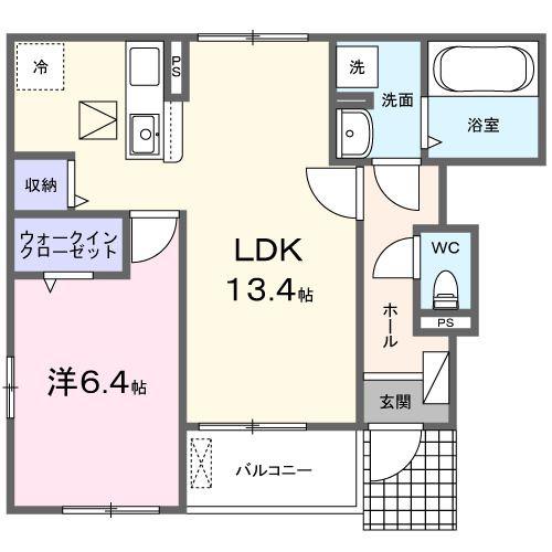 ホワイト フォックス II(1LDK/1階)の間取り写真
