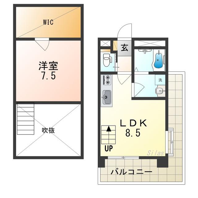 グレース長居(1LDK/6階)の間取り写真