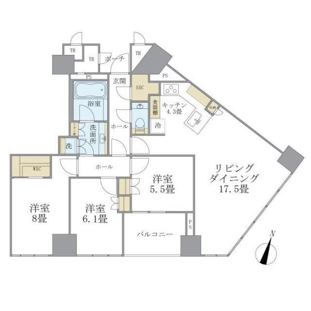 BRILLIA一番町(3LDK/9階)の間取り写真