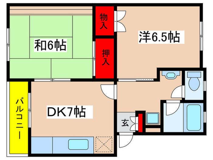 コーポ宇津木第2(2DK/3階)の間取り写真