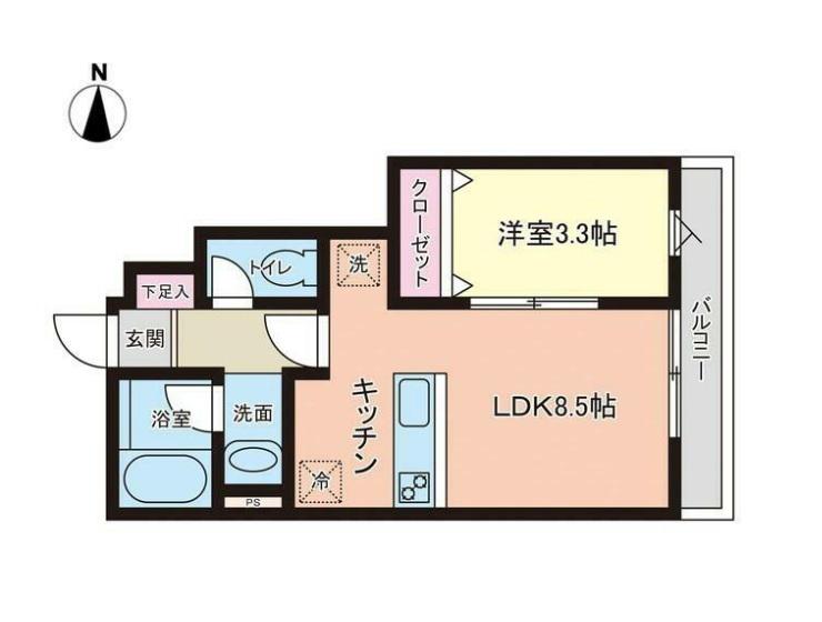 PREMORY名取駅前 B(1LDK/1階)の間取り写真