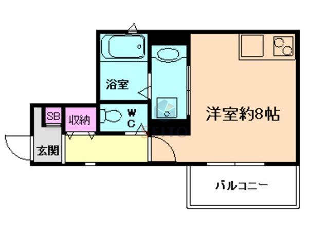 エ・カーサ(ワンルーム/3階)の間取り写真