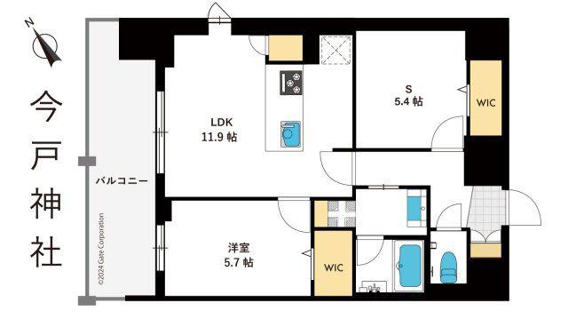 東京マンション(1SLDK/12階)の間取り写真