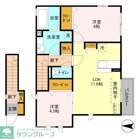 COMFORT(2LDK/2階)の間取り写真