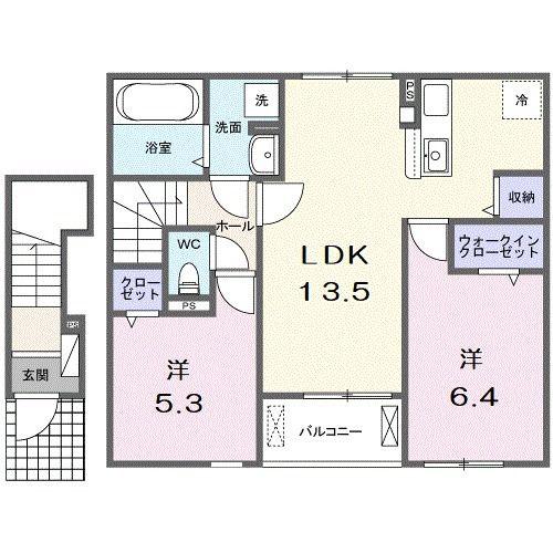 グレースプルミエ(2LDK/2階)の間取り写真