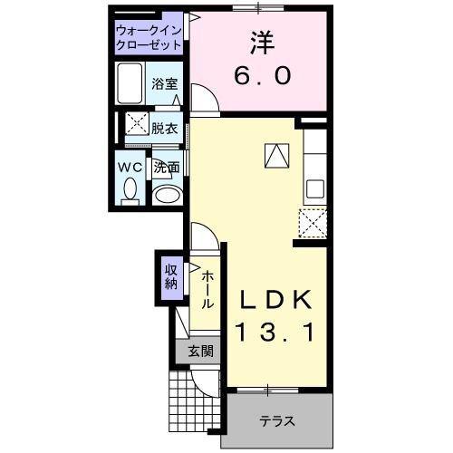ハッピーアべニューR(1LDK/1階)の間取り写真