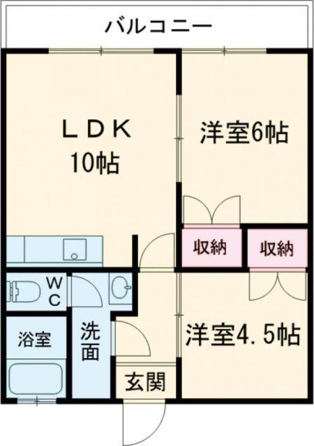 コーポラス田主丸II(2LDK/2階)の間取り写真