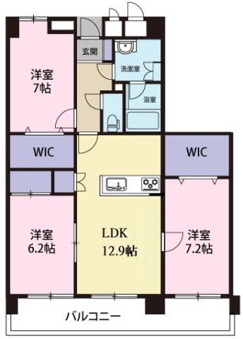 LA LUCE南昭和(3LDK/3階)の間取り写真