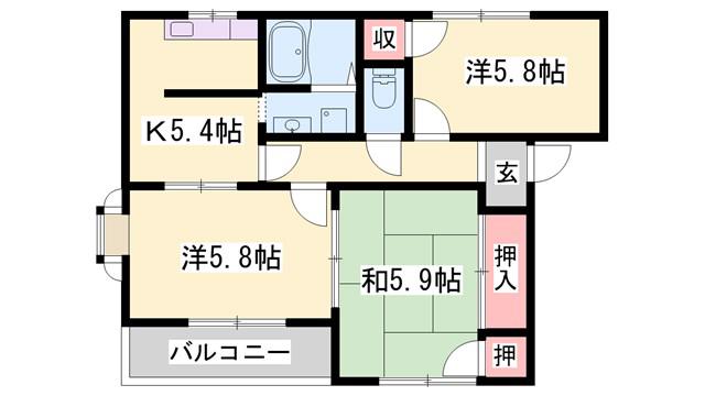 プリミエール国分寺B棟(3K/1階)の間取り写真